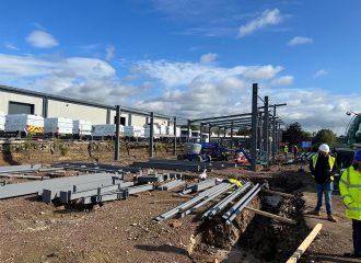 Steels being erected at Gelderd Road