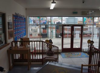 View from the inside the reception area prior to development