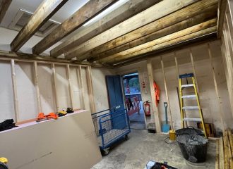 The view from inside as the structure is built